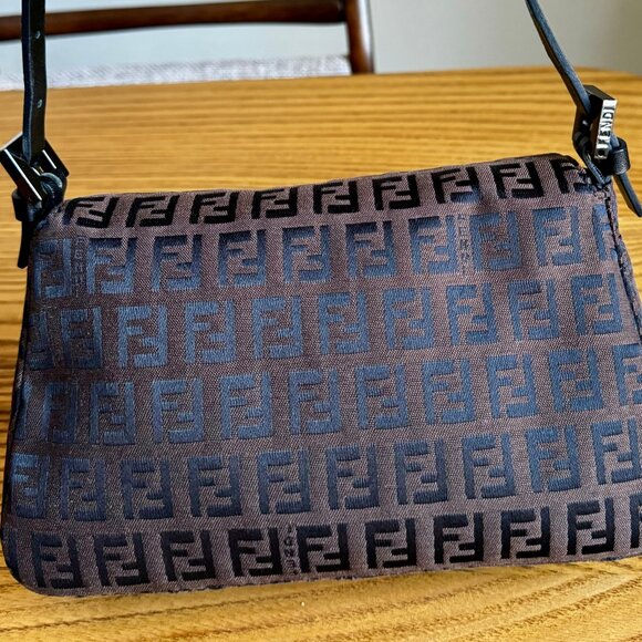 FENDI Mini Mamma Baguette Zucchino Canvas Leather Hand Bag - Picture 11 of 16